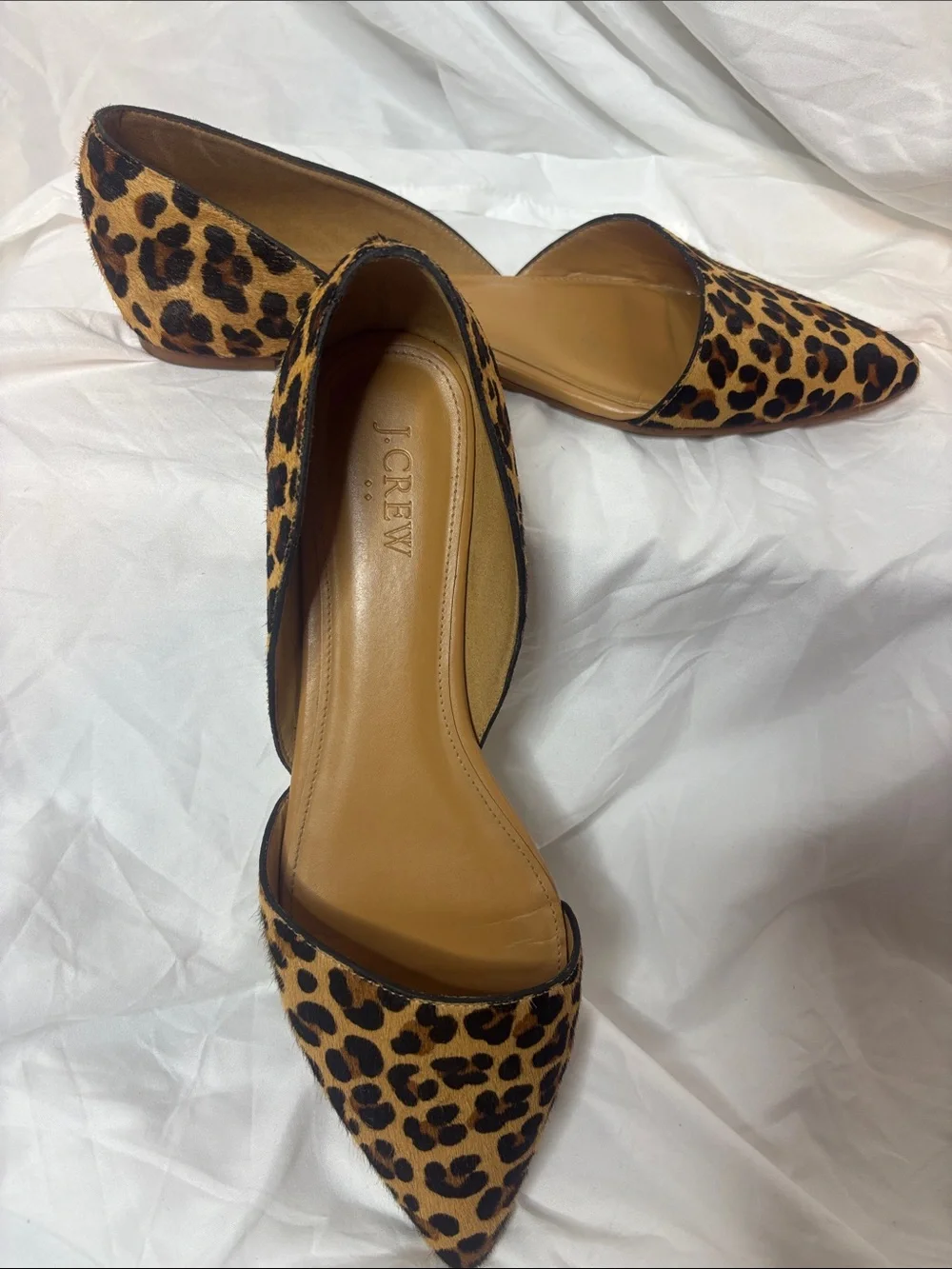 J. Crew Leopard Print Pointed D'Orsay Flats in Tan and Black - Picture 7 of 10